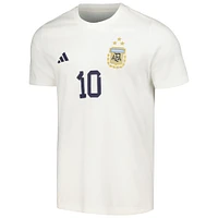 T-shirt adidas Lionel Messi pour homme avec nom et numéro de l'équipe nationale argentine blanche