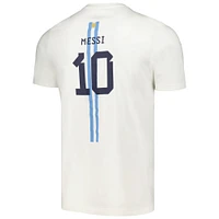 T-shirt adidas Lionel Messi pour homme avec nom et numéro de l'équipe nationale argentine blanche