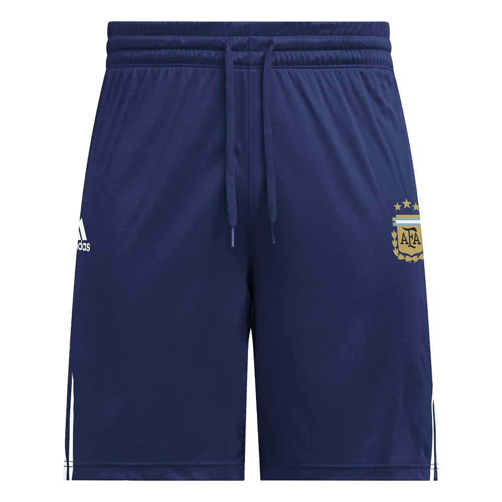 Men's adidas Navy Argentina National Team Club Crest Three-Stripe AEROREADY Shorts