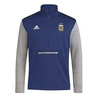 Men's adidas Navy Argentina National Team Crest Long Sleeve Half-Zip Top