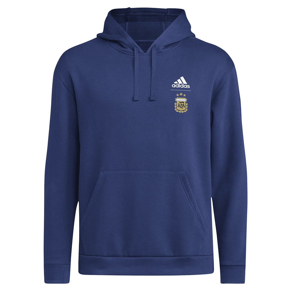 Sweat à capuche adidas bleu marine avec écusson de l'équipe nationale argentine pour homme