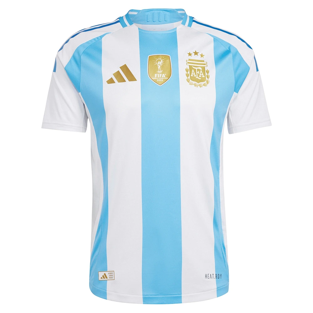 Maillot adidas blanc authentique pour homme de l'équipe nationale d'Argentine 2024 domicile