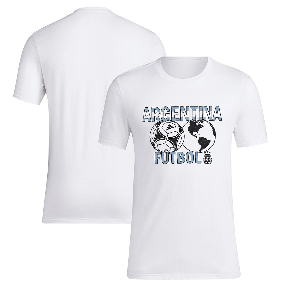 T-shirt adidas blanc Around The World de l'équipe nationale argentine pour homme