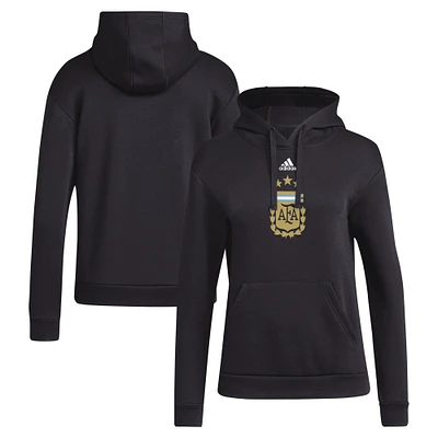 Sweat à capuche adidas noir avec écusson de l'équipe nationale d'Argentine pour femme