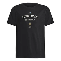 T-shirt adidas noir pour jeunes des champions de la Copa America l'équipe nationale d'Argentine 2024