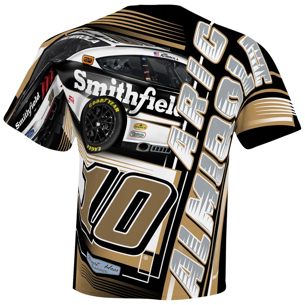 Men's Stewart-Haas Racing Team Collection White Aric Almirola Smithfield Sublimated Dynamic Total Print T-Shirt