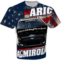 Men's Stewart-Haas Racing Team Collection White Aric Almirola Smithfield Sublimated Patriotic Total Print T-Shirt