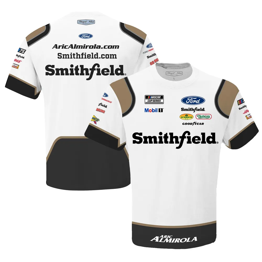 Men's Stewart-Haas Racing Team Collection White Aric Almirola Smithfield Sublimated Uniform T-Shirt