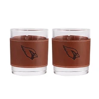 Arizona Cardinals 2-Pack 12oz Rocks Glass with Leather Wrap