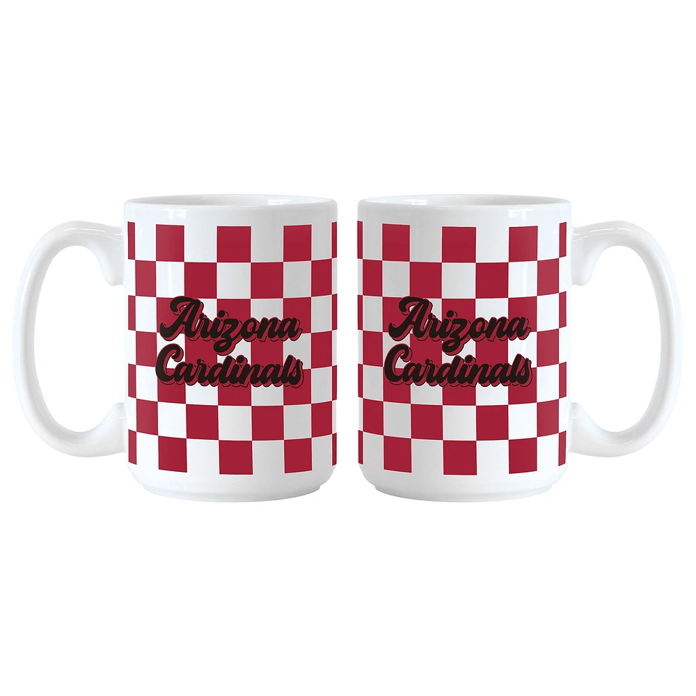 Lot de 2 tasses à logo à carreaux de 15 oz des Cardinals de l'Arizona