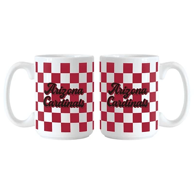 Lot de 2 tasses à logo à carreaux de 15 oz des Cardinals de l'Arizona