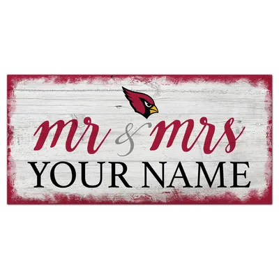 Arizona Cardinals 6" x 12" Personalized Mr. & Mrs. Script Sign