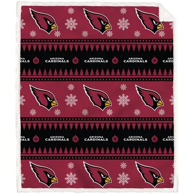 Arizona Cardinals 60'' x 70'' Holiday Gift Wrap Sherpa Flannel Fleece Blanket