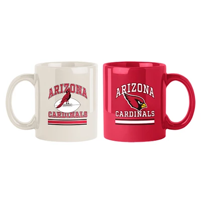 Lot de deux tasses colorées de 15 oz des Cardinals de l'Arizona