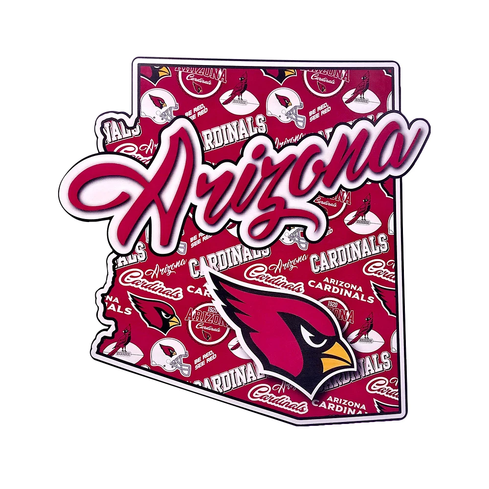 FOCO Arizona Cardinals 10.5'' x 15'' Plaque d'état découpée