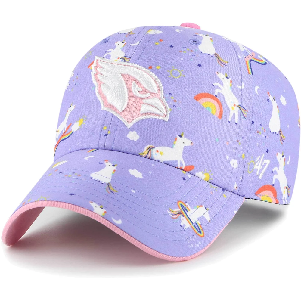 Bonnet réglable pour fille d'âge préscolaire '47 Lavande Arizona Cardinals Unicorn Clean Up