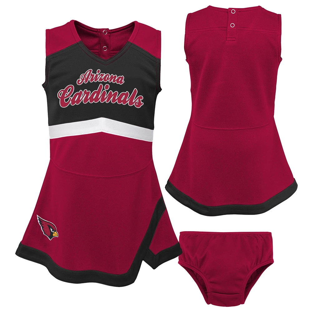 Filles d'âge préscolaire Cardinal Arizona Cardinals deux pièces Cheer Captain Jumper Dress avec Bloomer Set