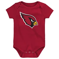 Infant Cardinal/Black/Gray Arizona Cardinals Born to Be 3-Pack Bodysuit Set