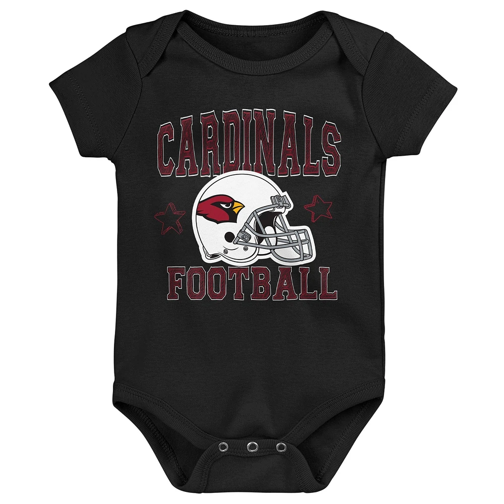 Infant Cardinal/Black/Gray Arizona Cardinals Born to Be 3-Pack Bodysuit Set