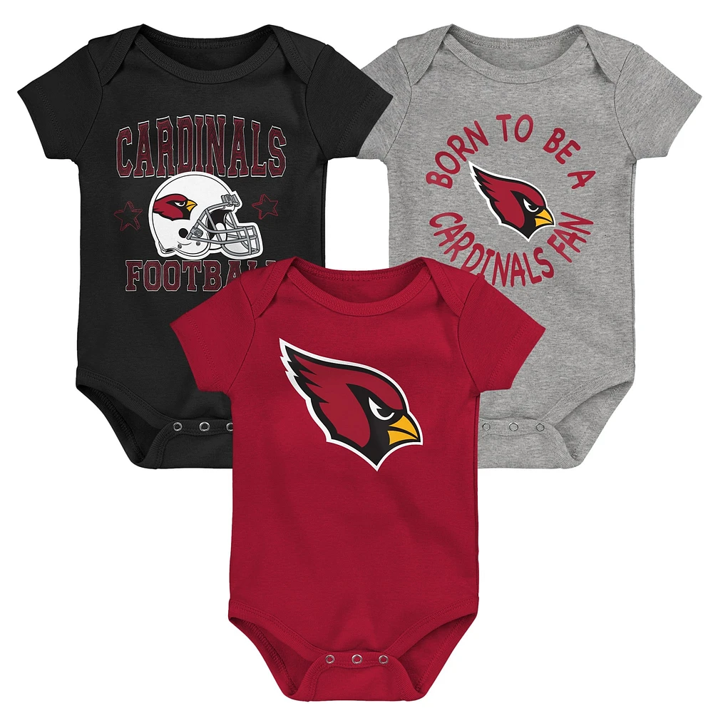 Lot de 3 bodys Cardinal/noir/gris Arizona Cardinals Born to Be pour bébé