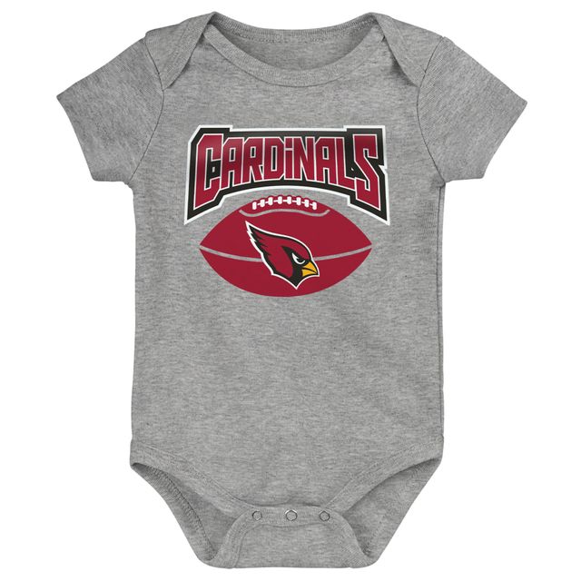 Lot de 3 bodys Game On pour bébé Cardinal/noir/gris chiné Arizona Cardinals