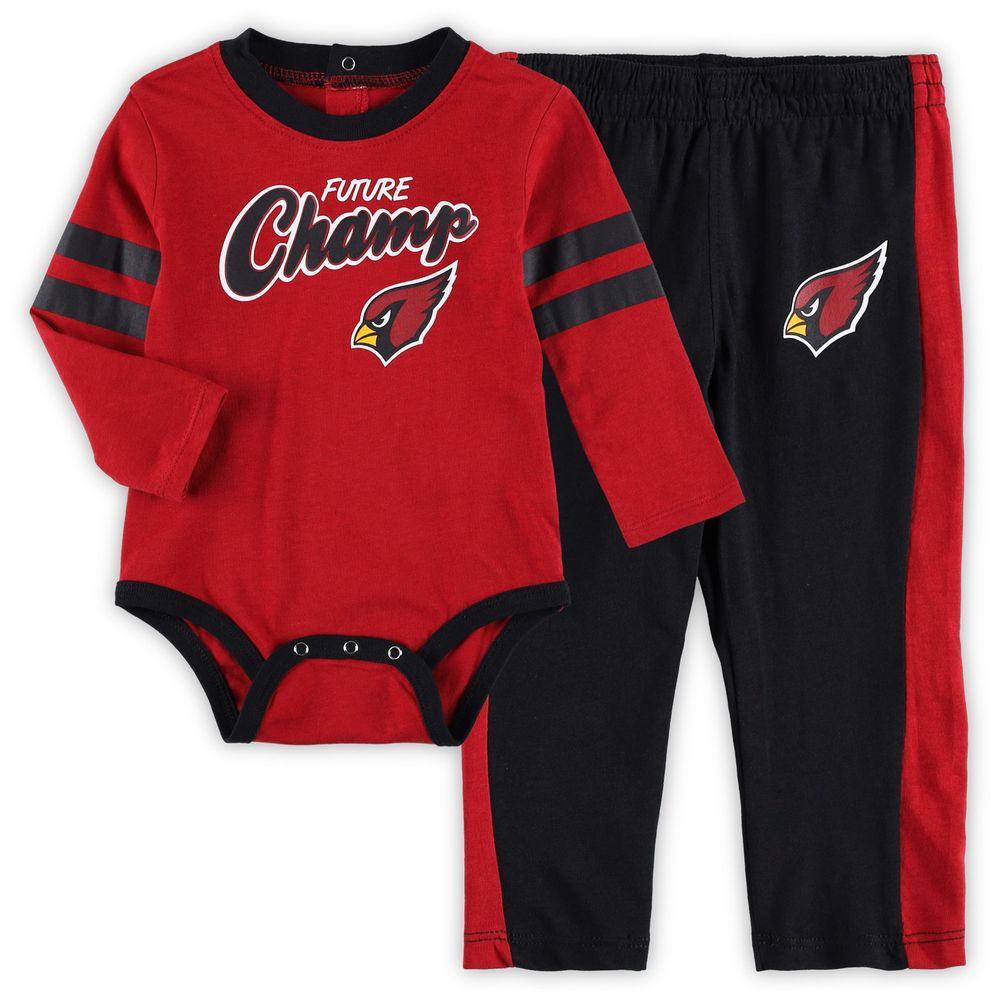 Infant Cardinal/Black Arizona Cardinals Little Kicker Long Sleeve Bodysuit & Pants Set