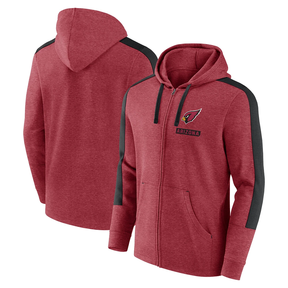 Men's Fanatics  Heather Cardinal Arizona Cardinals Gains Full-Zip Hoodie