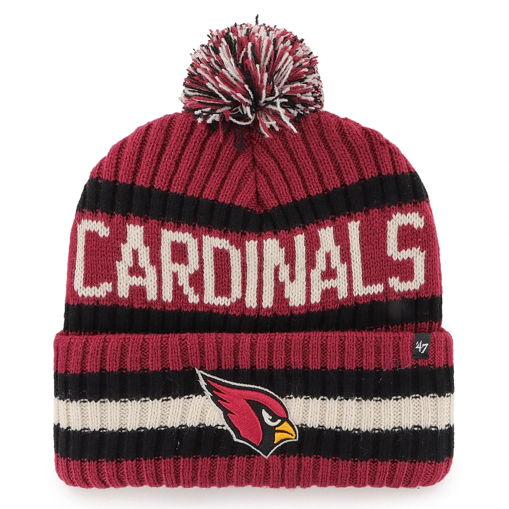 Bonnet en tricot à revers Bering '47 Cardinal Arizona Cardinals pour hommes avec pompon