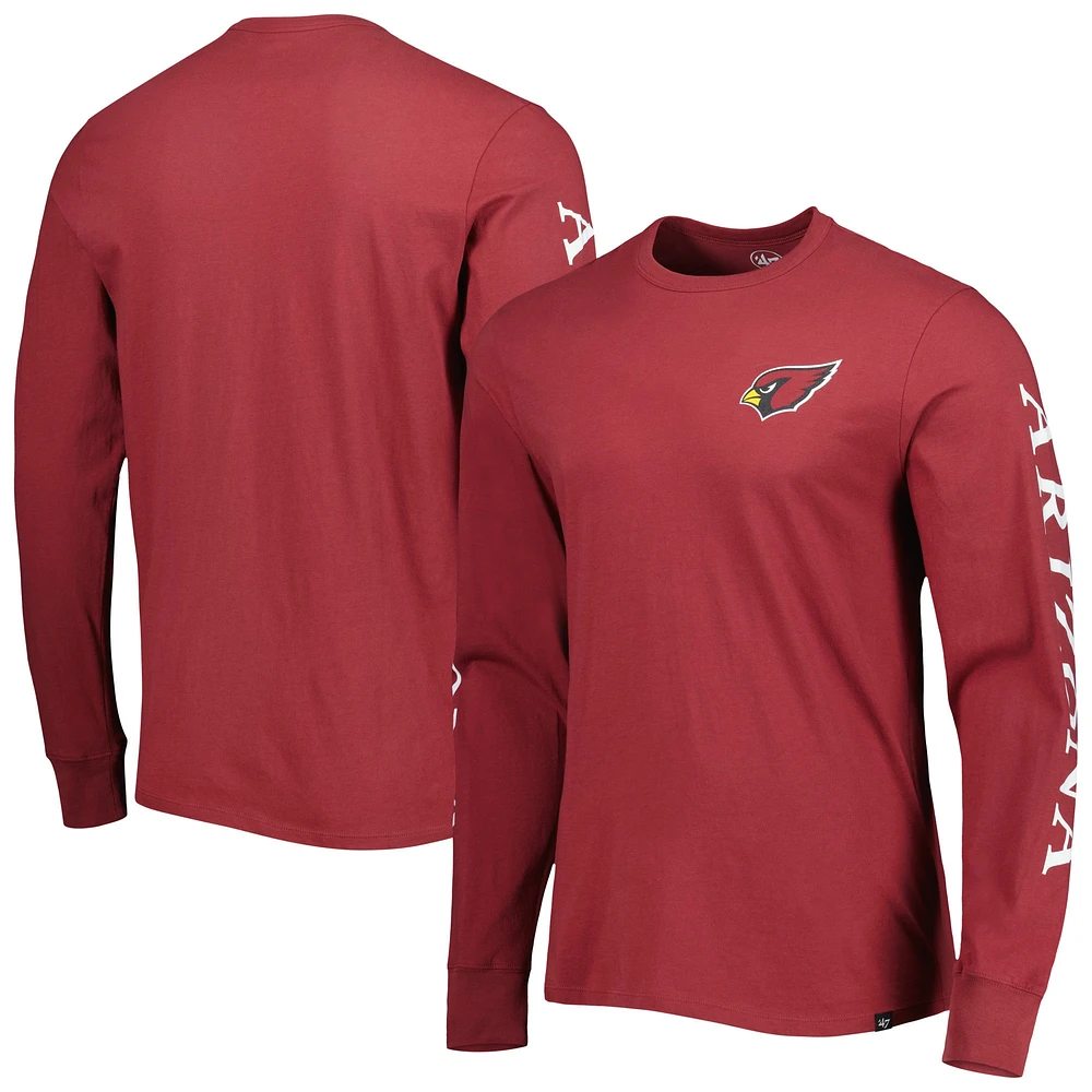 T-shirt à manches longues '47 Cardinal Arizona Cardinals Triple Threat Franklin pour homme