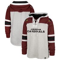 Men's '47 Gray/Cardinal Arizona Cardinals Gridiron Lace-Up - Pullover Hoodie