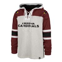 Men's '47 Gray/Cardinal Arizona Cardinals Gridiron Lace-Up - Pullover Hoodie