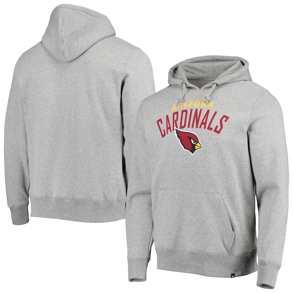 Men's '47 Heathered Gray Arizona Cardinals Outrush Headline Pullover Hoodie