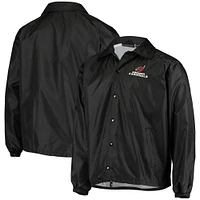 Men's Black Arizona Cardinals Coaches Classic Raglan Full-Snap Windbreaker Jacket