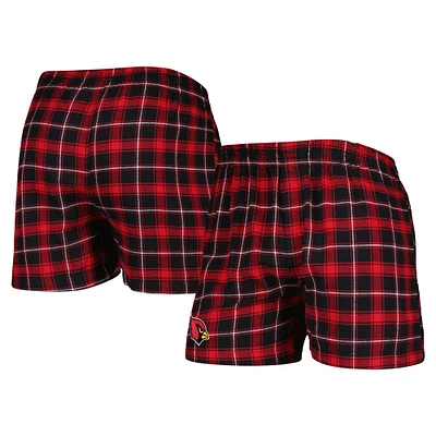 Boxer en flanelle pour homme Concepts Sport Noir/Cardinal Arizona Cardinals Ledger