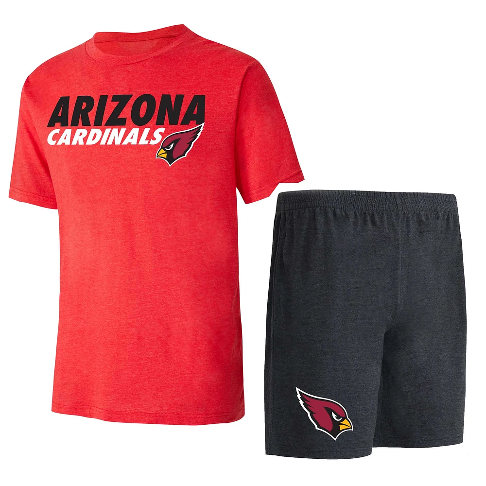 Ensemble de nuit pour hommes Concepts Sport noir/Cardinal Arizona Cardinals Meter T-shirt et short