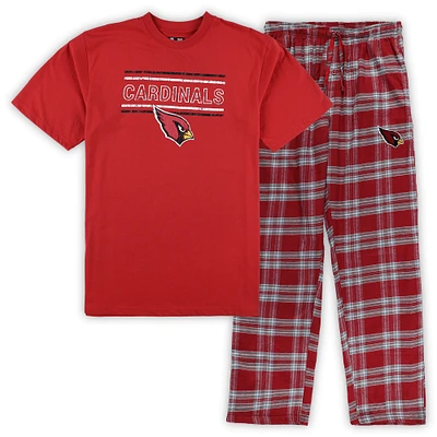 Ensemble de nuit en flanelle Big & Tall Concepts Sport Cardinal/Gris Arizona Cardinals pour homme