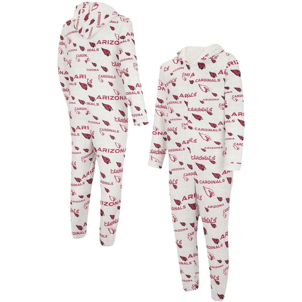 Concepts Sport Blanc Arizona Cardinals Allover Print Docket Union Pyjama à capuche entièrement zippé pour hommes