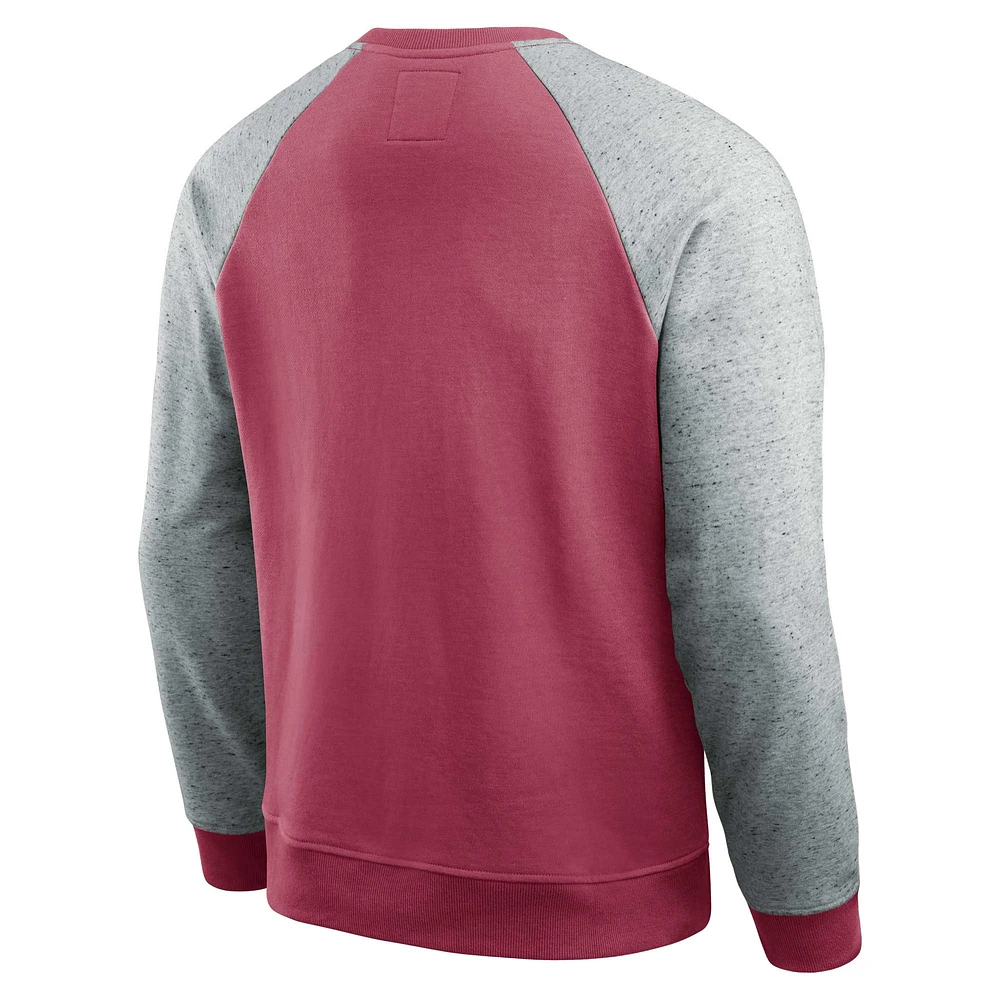 Men's Darius Rucker Collection by Fanatics Cardinal/Heather Gray Arizona Cardinals Colorblock Pullover Sweatshirt