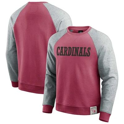 Sweat-shirt à col rond colorblock Arizona Cardinals de la collection Darius Rucker pour homme par Fanatics, couleur cardinal/gris chiné