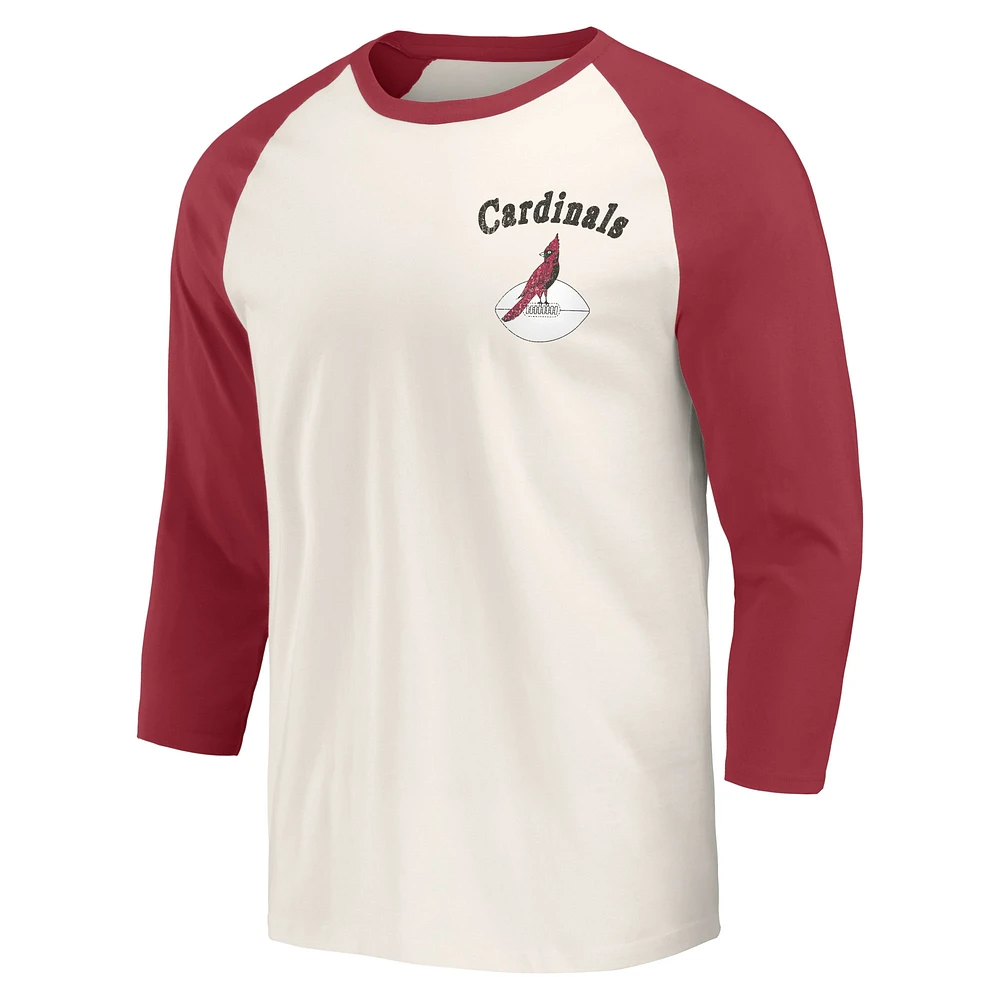 T-shirt à manches 3/4 raglan pour homme de la collection Darius Rucker Fanatics Cardinal/White Arizona Cardinals