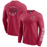 T-shirt à manches longues en tricot gaufré délavé pour homme de la collection Darius Rucker par Fanatics, rouge, Arizona Cardinals