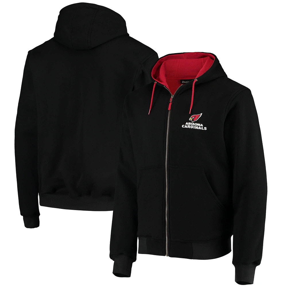 Sweat à capuche entièrement zippé doublure thermique Dunbrooke Arizona Cardinals Craftsman pour homme, noir