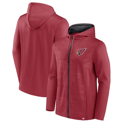 Sweat à capuche entièrement zippé Fanatics Cardinal/Noir Arizona Cardinals Ball Carrier pour hommes