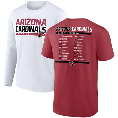 Ensemble de deux t-shirts du calendrier 2023 Fanatics Cardinal/Blanc des Arizona Cardinals pour hommes