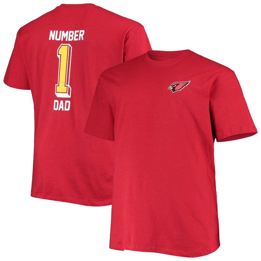 Men's Fanatics Cardinal Arizona Cardinals Big & Tall #1 Dad 2-Hit T-Shirt