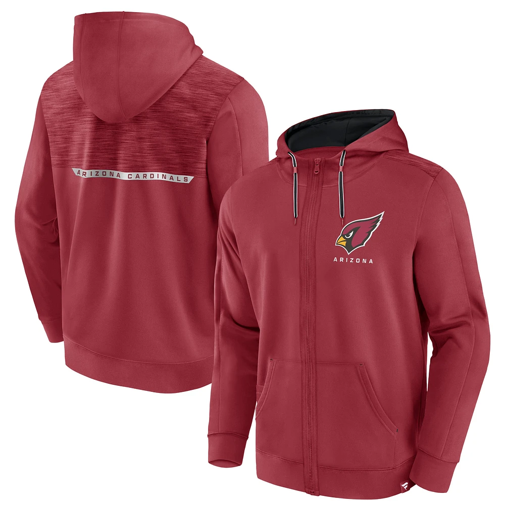 Sweat à capuche entièrement zippé Fanatics Cardinal Arizona Cardinals Defender Evo pour hommes