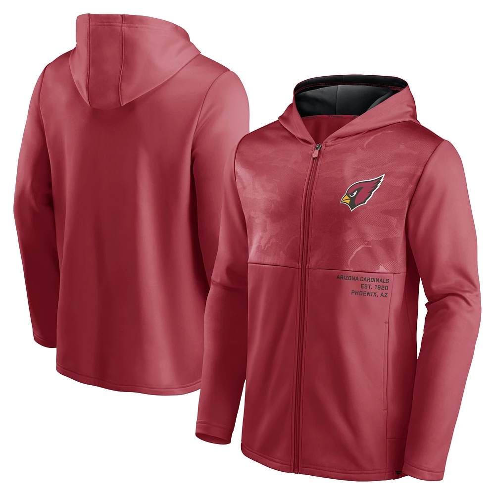 Veste à capuche entièrement zippée Fanatics Cardinal Arizona Cardinals Defender pour hommes