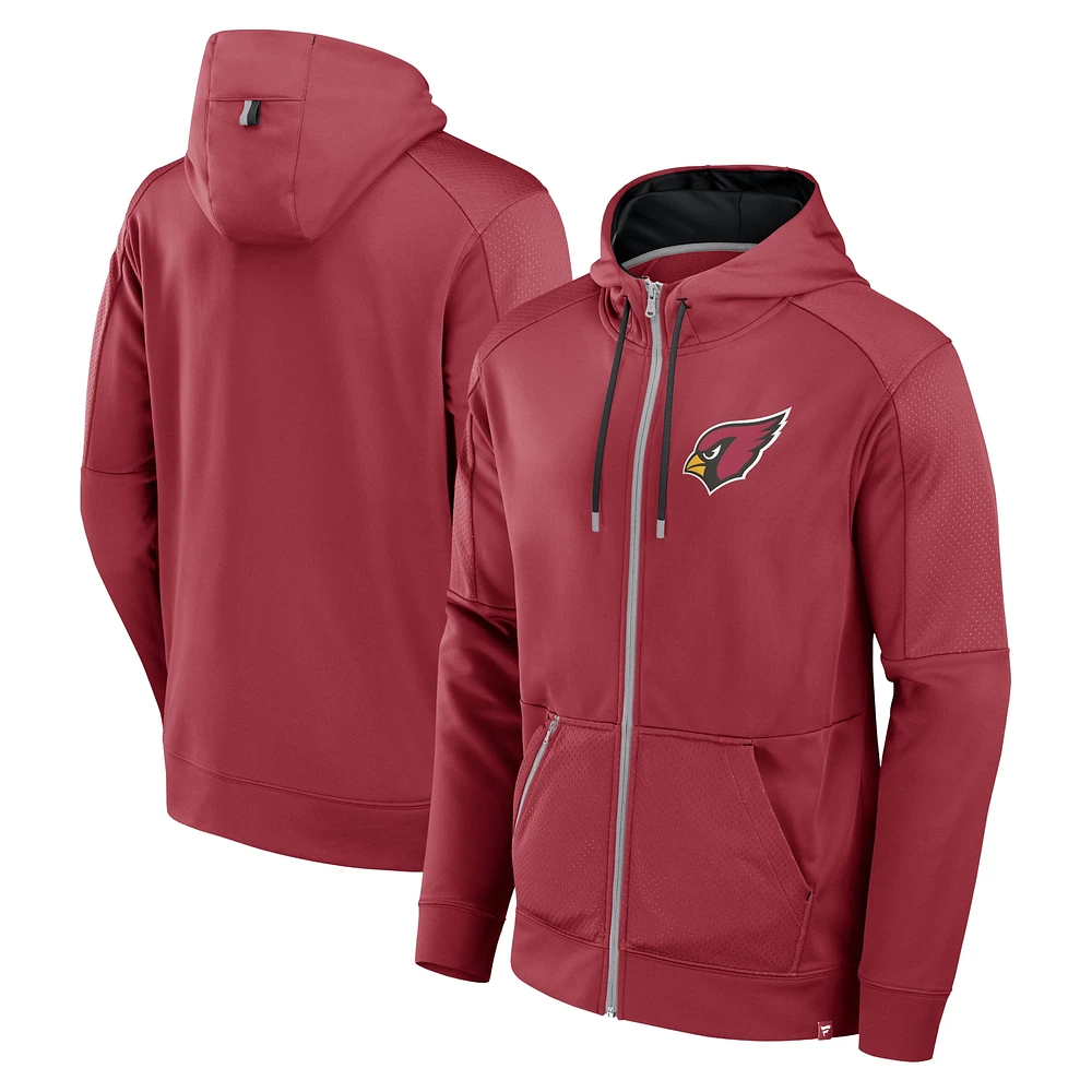 Sweat à capuche entièrement zippé Fanatics Cardinal Arizona Cardinals Defender pour hommes