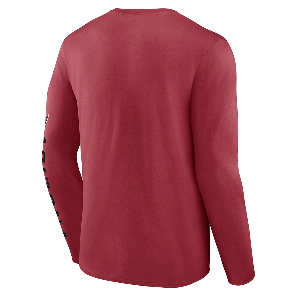 Men's Fanatics  Cardinal Arizona Cardinals Helmet Platform Long Sleeve T-Shirt