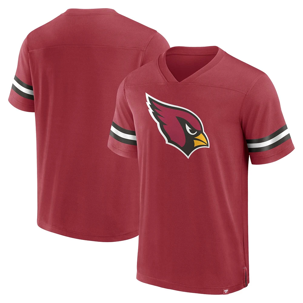 Men's Fanatics  Cardinal Arizona Cardinals Jersey Tackle V-Neck T-Shirt